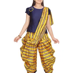 Sangria Girls Navy Blue Pure Silk Kurta Sets-image-95