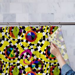 ArtzFolio Yellow & Black Printed Waterproof Shower Curtain-image-71