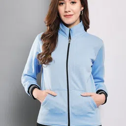 Funday Fashion Women Mock Collar Solid Fleece Casual Bomber Jacket-40