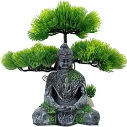 Meditating Buddha Statue and Artificial Plant for Aquarium Fish Tank (Pack of 2) Aquarium Plant Anchor-image-77