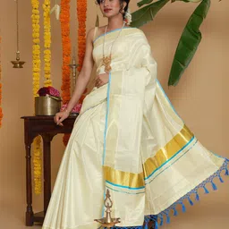 TEEJH Zari Kasavu Tissue Saree-17