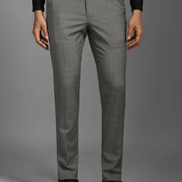 Louis Philippe Men Checked Slim Fit Trousers-picture-21