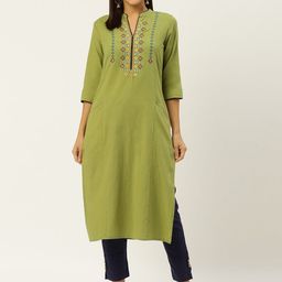 Anouk Women Yoke Design Flared Sleeves Mirror Work Kurta-31