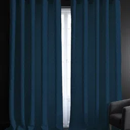 URBAN SPACE Navy Blue 2 Pieces Self Design Black Out Door Curtains-2