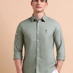 U.S. Polo Assn. Men Classic Fit Solid Spread Collar Cotton Casual Shirt-picture-44
