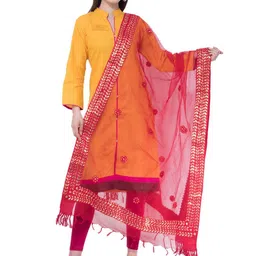 A R SILK DUPATTA HUB Paisley Embroidered Organza Dupatta-picture-37
