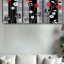 Myntra Elegant Homes Grey & White 3 Pieces Floral and Botanical Wall Art-image-43