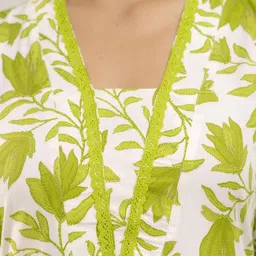 GEKHA Women Printed Regular Thread Work Pure Cotton Kurta with Trousers & With Dupatta image 5