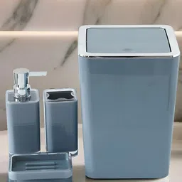 UMAI Grey 4 piece Solid Plastic Bath Accessories Set-image-17