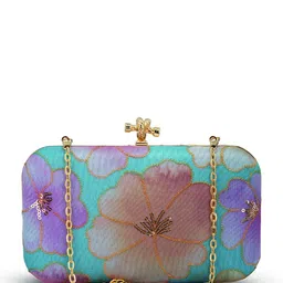 ARTKLIM Floral Embroidered Sequinned Box Clutch-9