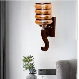 KINIS Brown Wooden Quirky Abstract Shaped Shaped Wall Lamp-picture-15