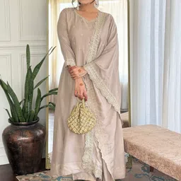 Women Woven Design Kurta with Trousers & Dupatta-picture-55