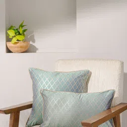 India Circus by Krsnaa Mehta Blue & Silver-Toned Geometric Square Cushion Covers-image-68