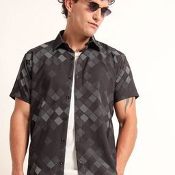THE BEETEL HOUSE Men Slim Fit Geometric Printed Spread Collar Casual Shirt-image-85