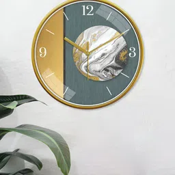 RANDOM Gold-Toned & White Printed Contemporary Wall Clock-picture-30