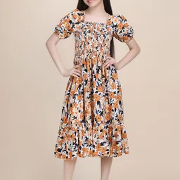 PaheliRani Women Puff Sleeve Crepe Fit & Flare Dress-20