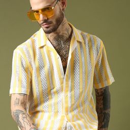 Voroxy Men Relaxed Striped Casual Shirt-image-36
