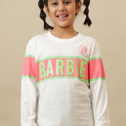 Kids Ville Girls Barbie Solid Round Neck T-shirt-picture-3