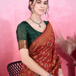 Shreyansh creation Woven Design Zari Pure Silk Banarasi Saree-image-41