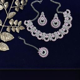 VATSALYA creation Alloy Gold- plated Pink Jewellery Set-12