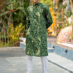 Shasak Bandhani Printed Mandarin Collar Straight Kurta-image-72