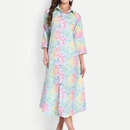 TILISM Women Floral Printed Shirt Maxi Dress-image-56
