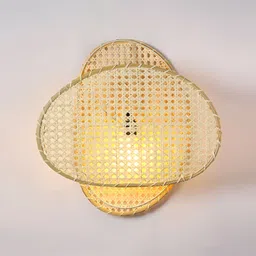 HABERE INDIA Beige Textured Wood Abstract Shaped Wall Lamp-image-38