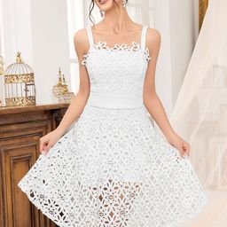 bebe Women Floral Self Design Shoulder Straps Fit & Flare Midi Dress-image-53