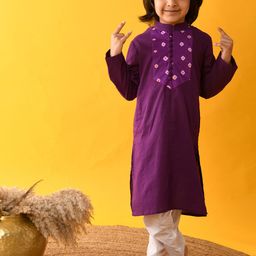 Kalp Boys Bandhani Dyed Regular Pure Cotton Straight Kurta with Pyjama-image-22