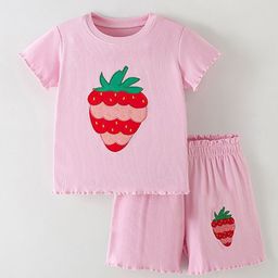 Xsole Girls Self Design Round Neck T-shirt With Shorts-picture-2