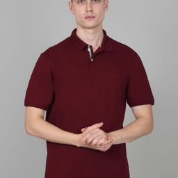 Cantabil Men Solid Polo Collar Cotton T-shirt-image-21