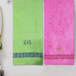 ANA Pink & Green 2 Printed Cotton 350 GSM Bath Towel-image-57