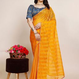K 5 Fashion Striped Sequinned Pure Chiffon Saree-picture-8