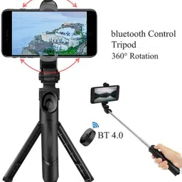 amesco multi-function Wireless Bluetooth XT-01 Selfie Stick with Remote Shutter Extendable Handheld Foldable Mini Tripod Stand for Smartphones3in1 Selfie Stick multi-function Wireless Bluetooth XT-01 Selfie Stick with Remote Shutter Extendable Handheld Foldable Mini Tripod Stand for Smartphones Tripod, Monopod, Tripod Bracket image 2