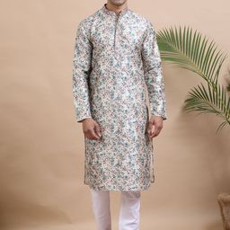 TATTVA Men Regular Thread Work Kurta with Pyjamas-29
