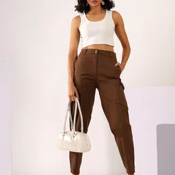 MABISH by Sonal Jain Women Peg Leg Tapered Fit High-Rise Trousers-image-80