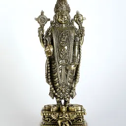 Exotic India Gold-Toned Lord Tirupati Balaji Brass Idol Showpiece-image-22