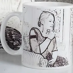 fnp White & Black Printed Ceramic Glossy Mugs Set of Cups and Mugs image 4