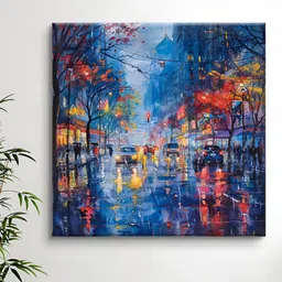 Myntra Elegant Homes Blue & Red Abstract Art Canvas Wall Art-image-89