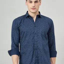 Duke Men Slim Fit Floral Printed Spread Collar Cotton Casual Shirt-picture-8