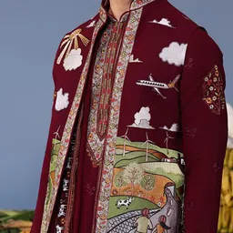 KALPRAAG Men Floral Embroidered Regular Sequinned Kurta with Trousers & With Dupatta image 4
