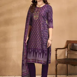 Anouk Women Printed Regular Mirror Work Kurta with Trousers & With Dupatta image 3