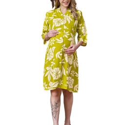 LOVELY MOM'S Women Floral Printed V-Neck Maternity A-Line Above Knee Dress-picture-4