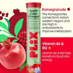 PLIX THE PLANT FIX Set Of 12 Apple Cider Vinegar Effervescent-15 Tablets Each- Apple Brust image 3