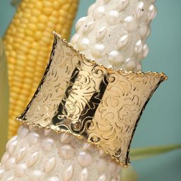 Moedbuille Gold-Plated Engraved Antique Design Oxidised Cuff Bracelet-image-89