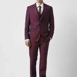 Van Heusen Textured Slim Fit Formal Three Piece Suit-image-75