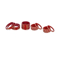 1ST TIME Set Of 16 Red Alloy Artificial Stones & Beads Antique Bangles-picture-15