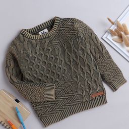 Yellow Apple Boys Round Neck Cable Knit  Pullover Sweaters-image-61