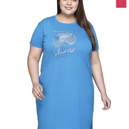 IN Love Pack of 2 Women Plus Size Front Printed Cotton Nighty Chemise-image-60