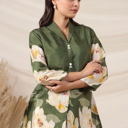 KALINI Women Shirt Collar Printed Tunic-picture-39